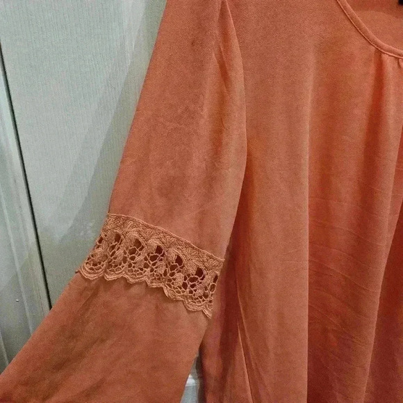 Rue 21 Coral Babydoll Peasant Bohemian Gypsy Blouse Sz Lg - Picture 3 of 6